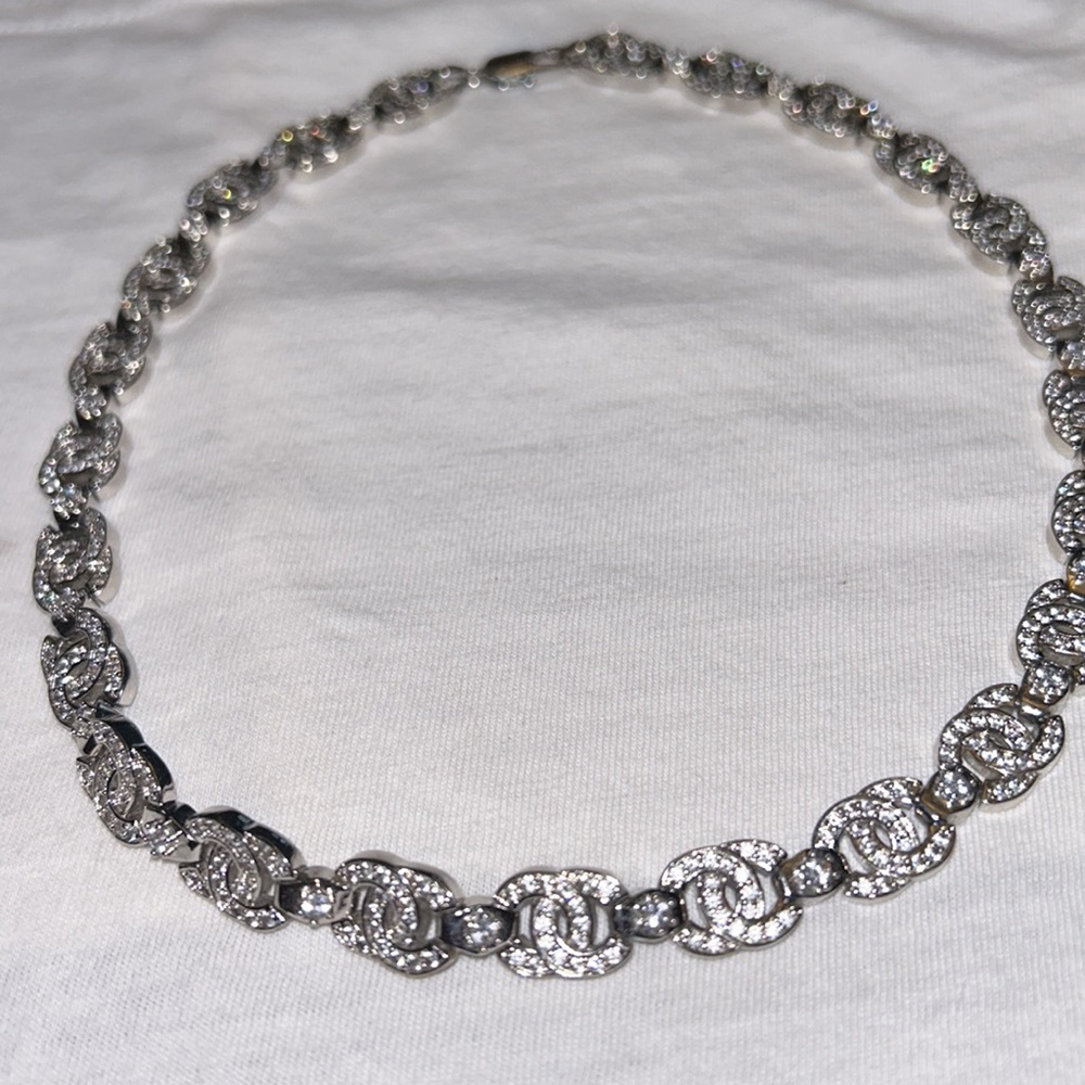 Double C choker diamond necklace